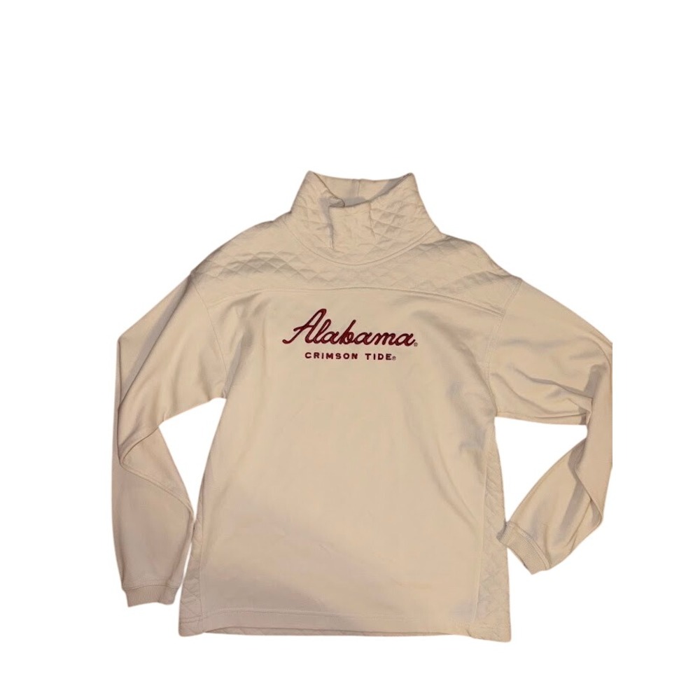 Alabama Crimson Tide Womens Quilted Mock Neck Sweatshirt Cream Small O0489